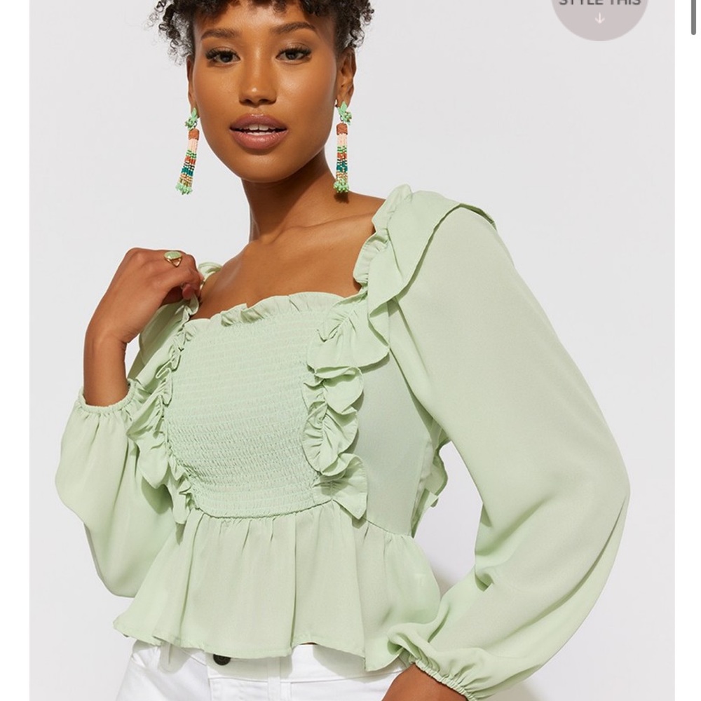 Jade Long Sleeve Ruffle Blouse